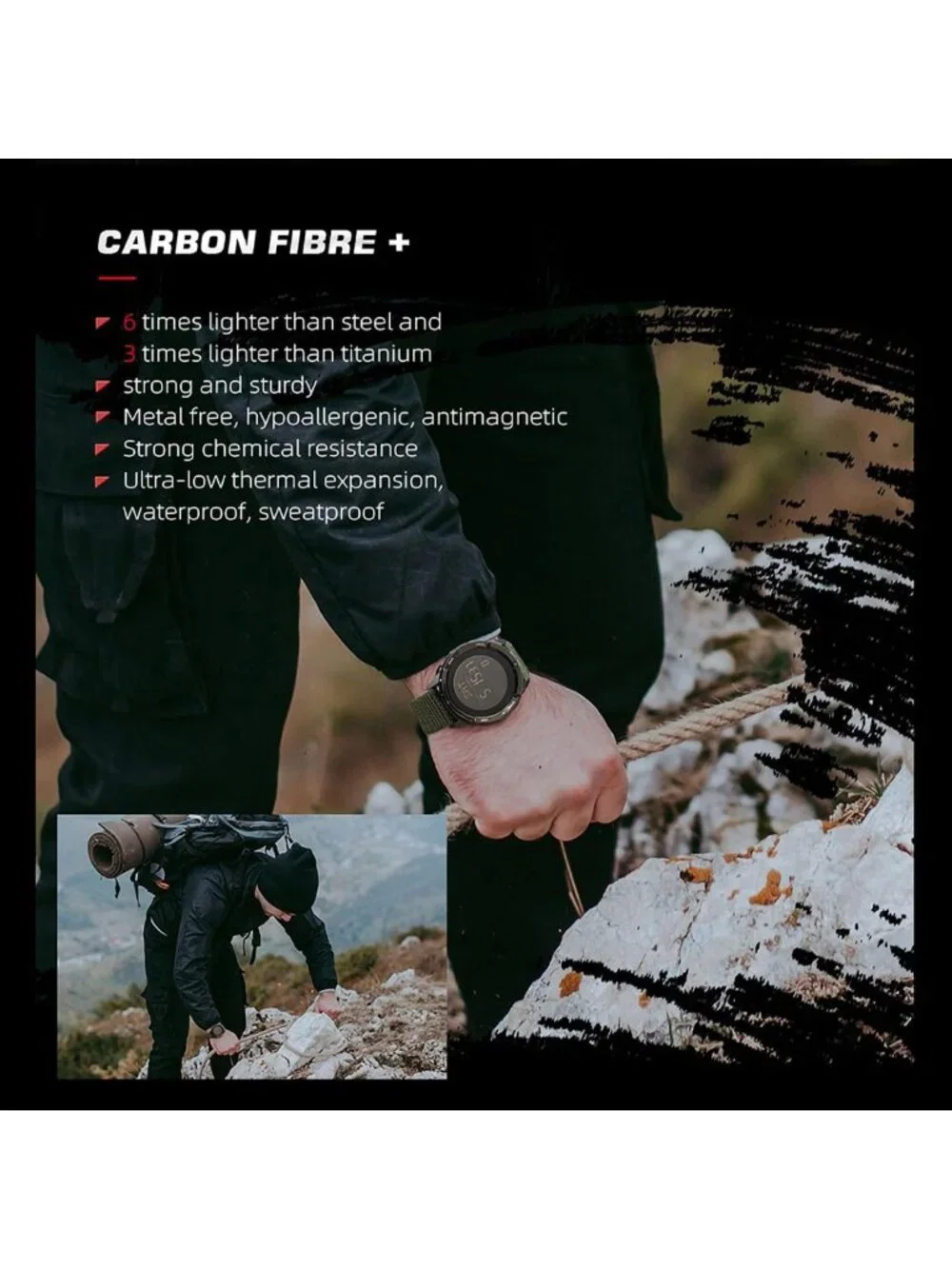 Men's Tactical Military Watch - Waterproof 164FT, Fitness Tracker, Compass